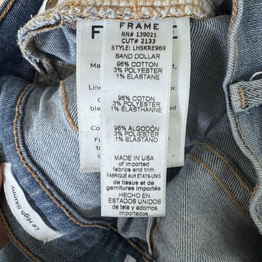 frame denim jeans women Le‎ High Skinny Sz 27 Light Wash - Picture 9 of 10